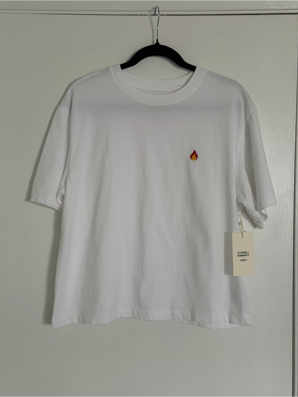 NWT Citizens of Humanity Argent White Graphic T-Shirt Flame Logo Tee - Size S
